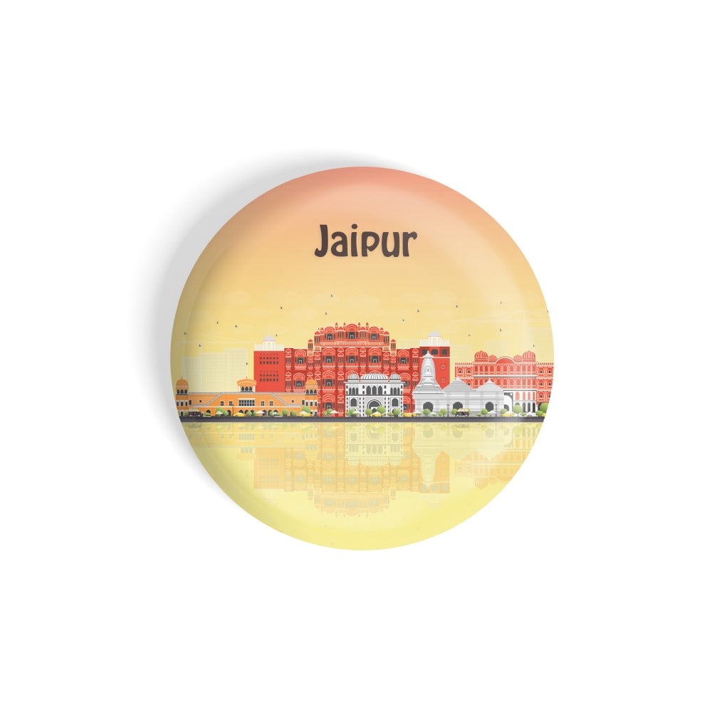 dhcrafts Round Fridge Magnet Multicolour Places Jaipur City In Rajasthan, India Glossy Finish Design Pack of 1 (58 mm)